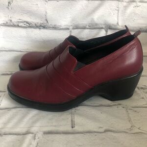 Dansko Red Leather Shoes Professional Clogs Wedge Women's Size EUR 40 US 9.5-10